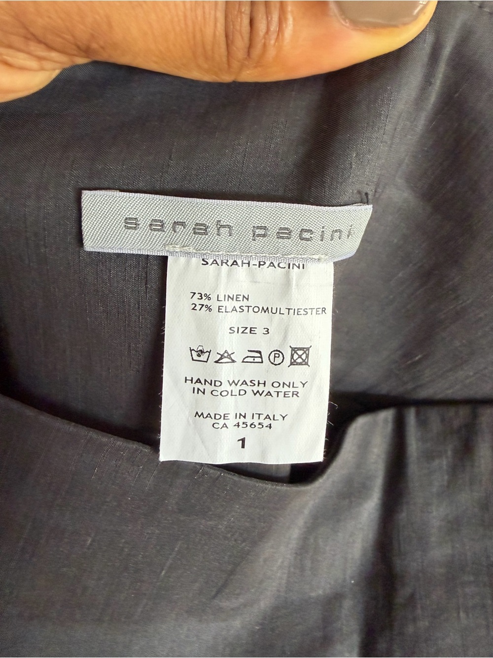 Sarah Pacini Wide Leg High Rise Linen Pants in Black size 3 (large) - Picture 3 of 4
